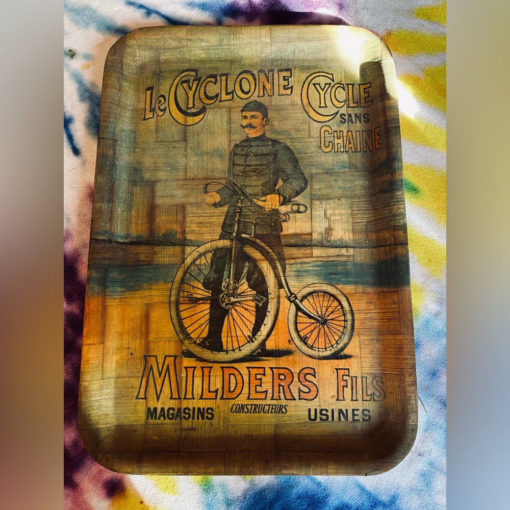 Vintage Wooden Cycle Serving Tray for the French chain less bicycle